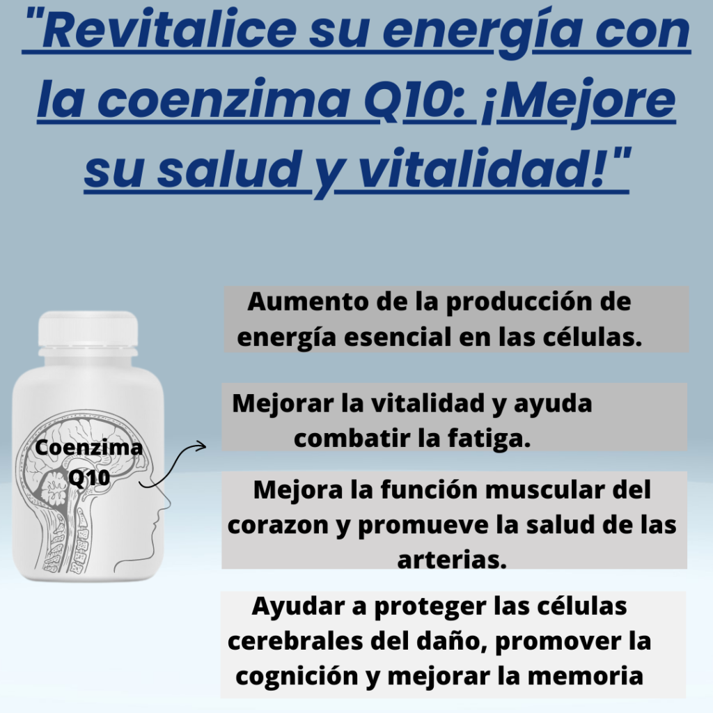 "Coenzima Q10: Energía para tu corazón y vitalidad diaria. Descubre cómo apoyar tu salud cardiovascular y bienestar con este poderoso antioxidante."